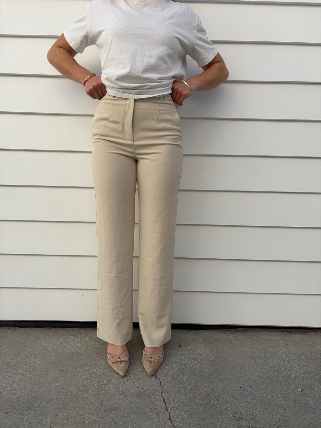 Kookai Almond Milk Straight Leg Trousers - Image 1