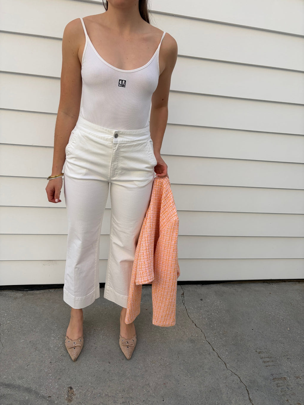 Camilla and Marc Ribbed Tank Bodysuit White - Image 2