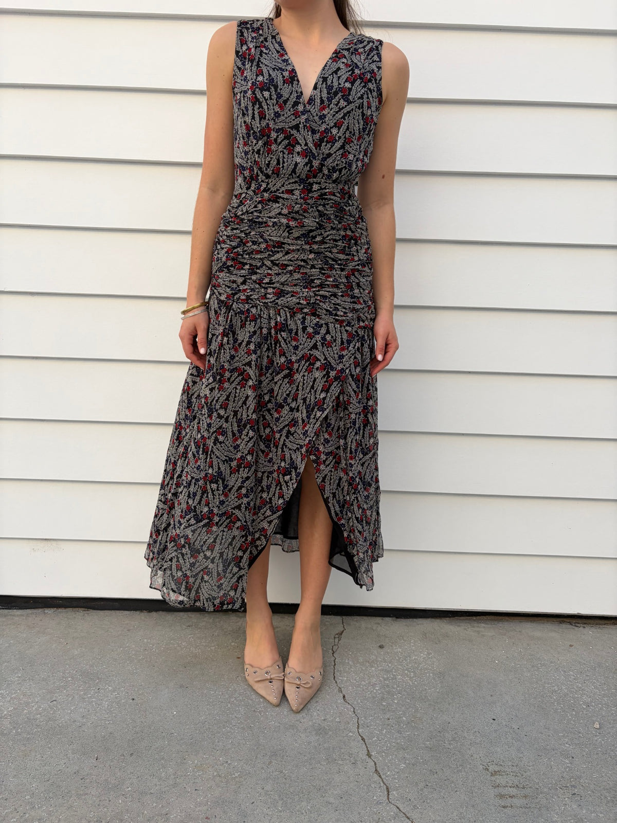 Stevie May Floral Ruched Midi Dress - Image 1