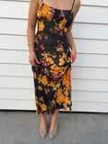 Auguste Dress Black Orange Floral - Image 1