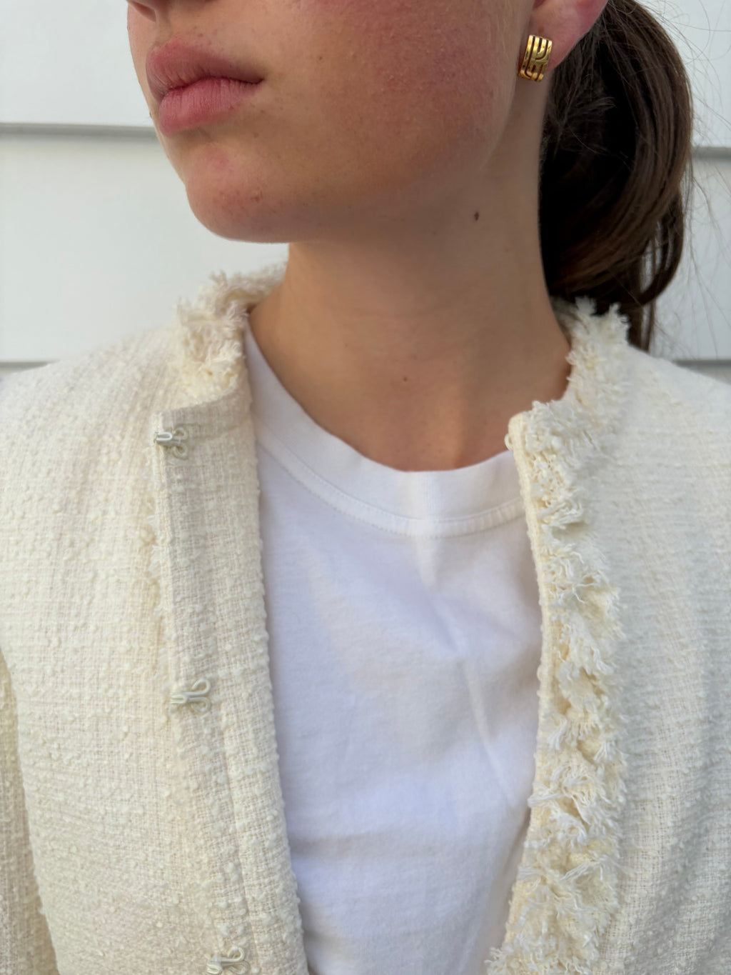 Perri Cutten Cream Tweed Fringe Jacket - Image 3