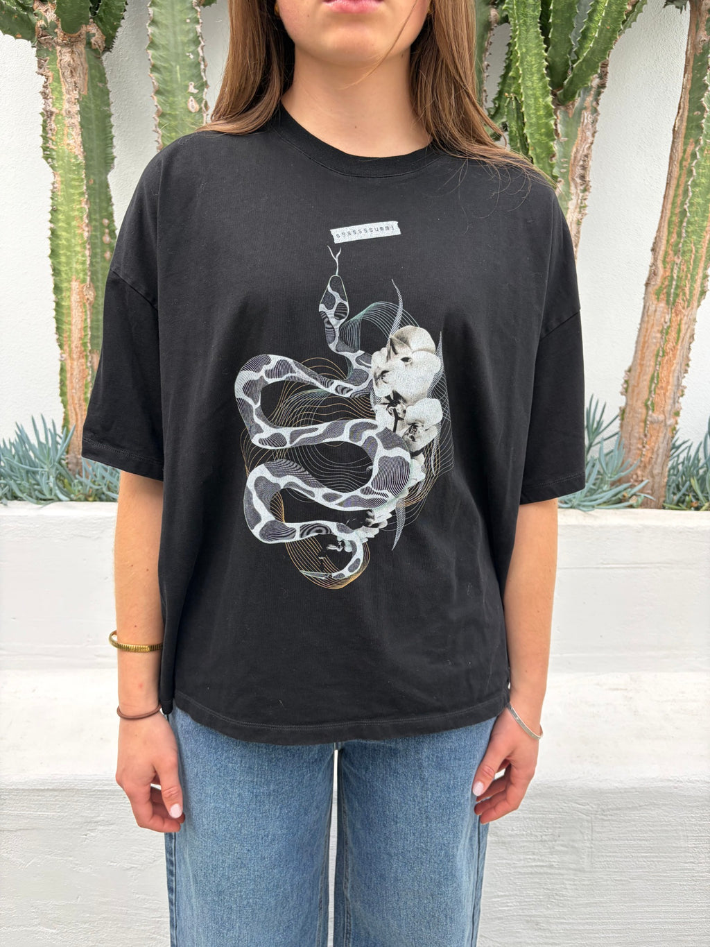 Sumi Sumi Black Graphic Snake T-Shirt - Image 1