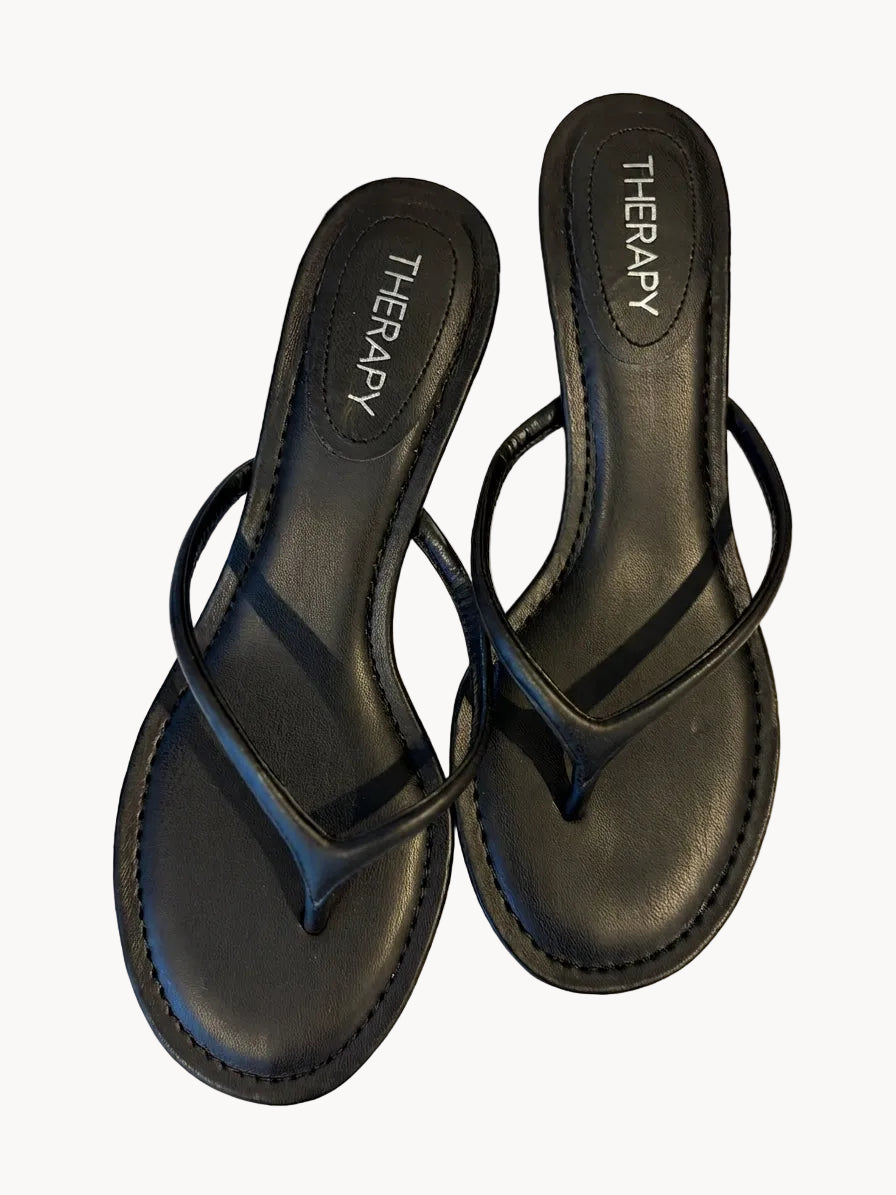 Therapy Black Thong Kitten Heel Sandals - Image 1