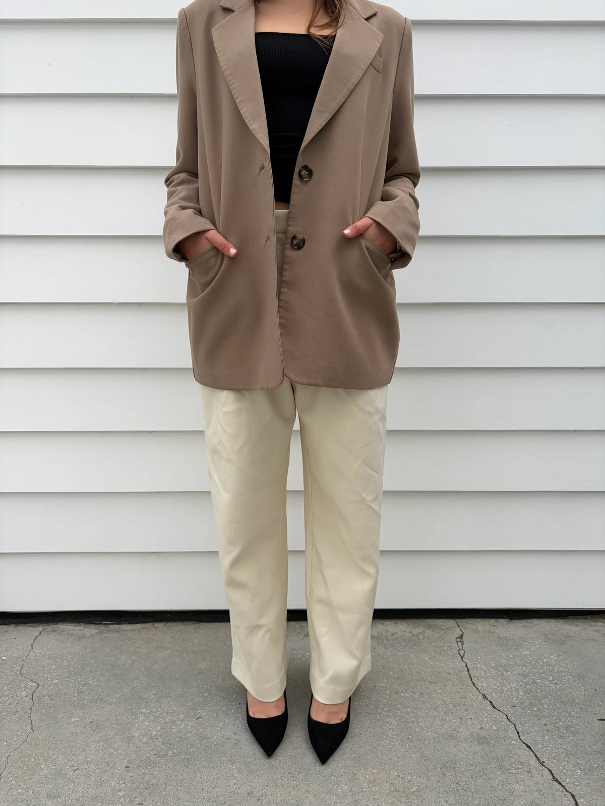 Dissh Oversized Tailored Blazer In Taupe - Image 1