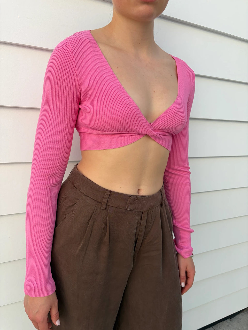 Dissh Brown Wide Leg Pleated Trousers - Image 4