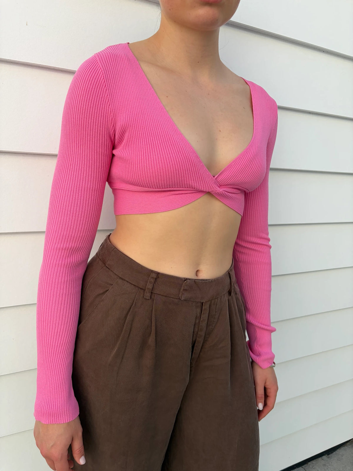 Dissh Brown Wide Leg Pleated Trousers - Image 4