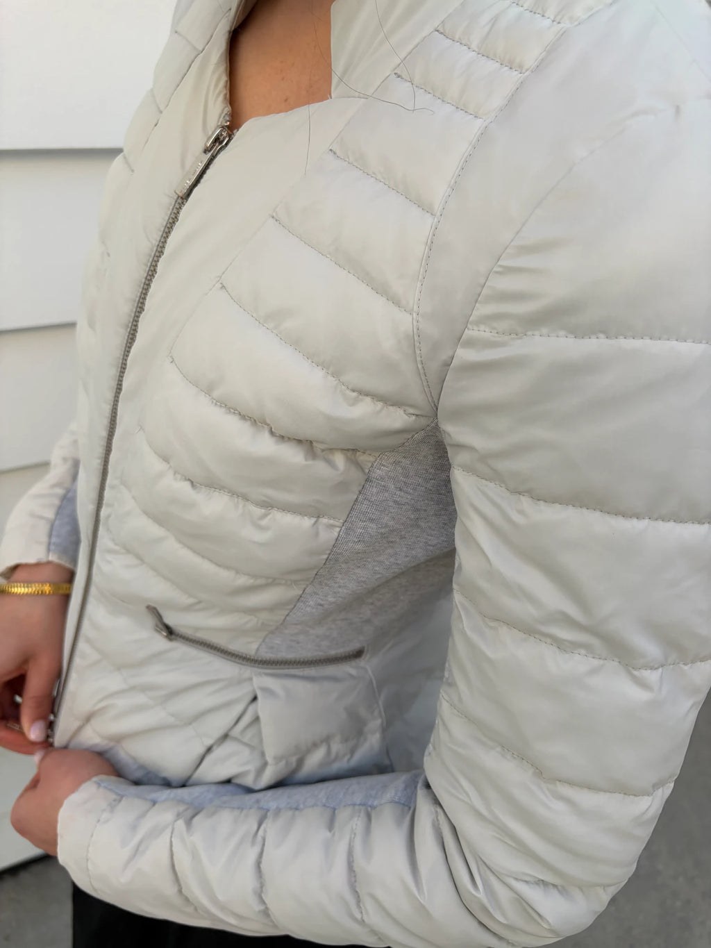 Karren Millen Quilted Peplum Down Jacket Grey Size 12 - Image 2