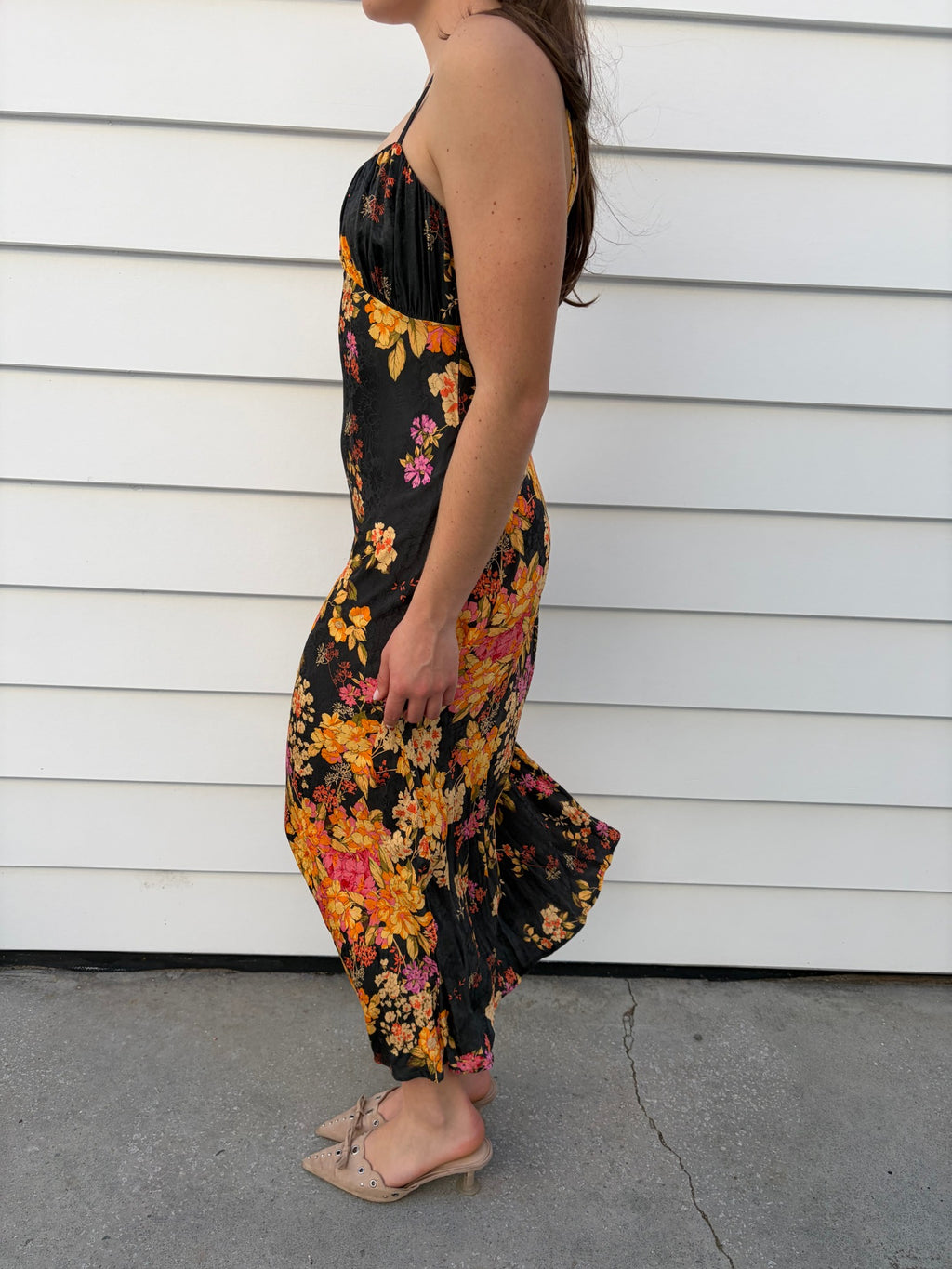 Auguste Dress Black Orange Floral - Image 2