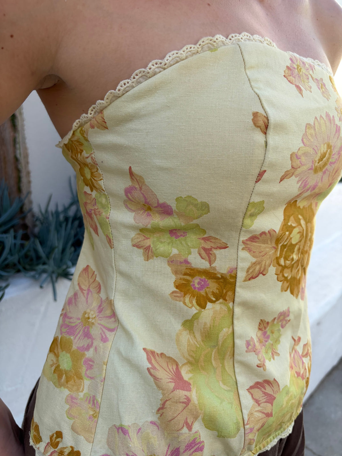 Ownley Floral Strapless Corset Top - Image 1
