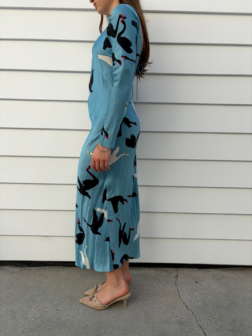Silk Laundry Sienna dress- swans - Image 3