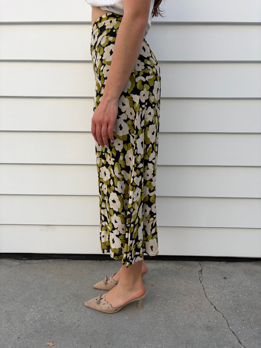 Koookai Floral Midi Skirt Green Cream - Image 2