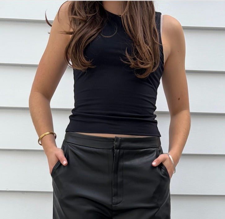 Kookai Classic Black Sleeveless Crew Neck Tank Top - Image 2
