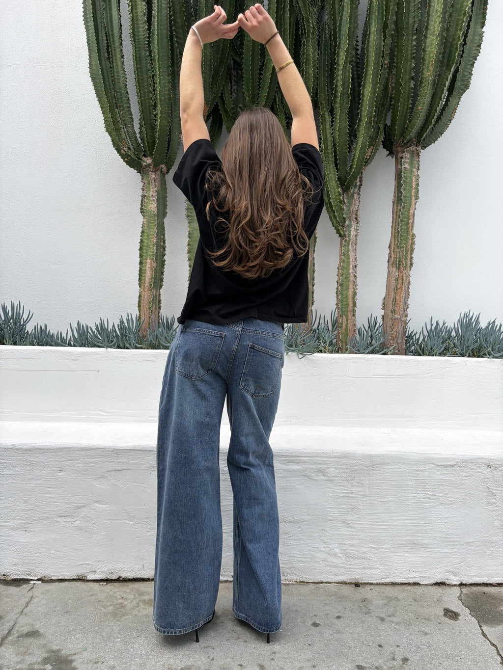 Charcoal Wide Leg Blue Denim Jeans - Image 7
