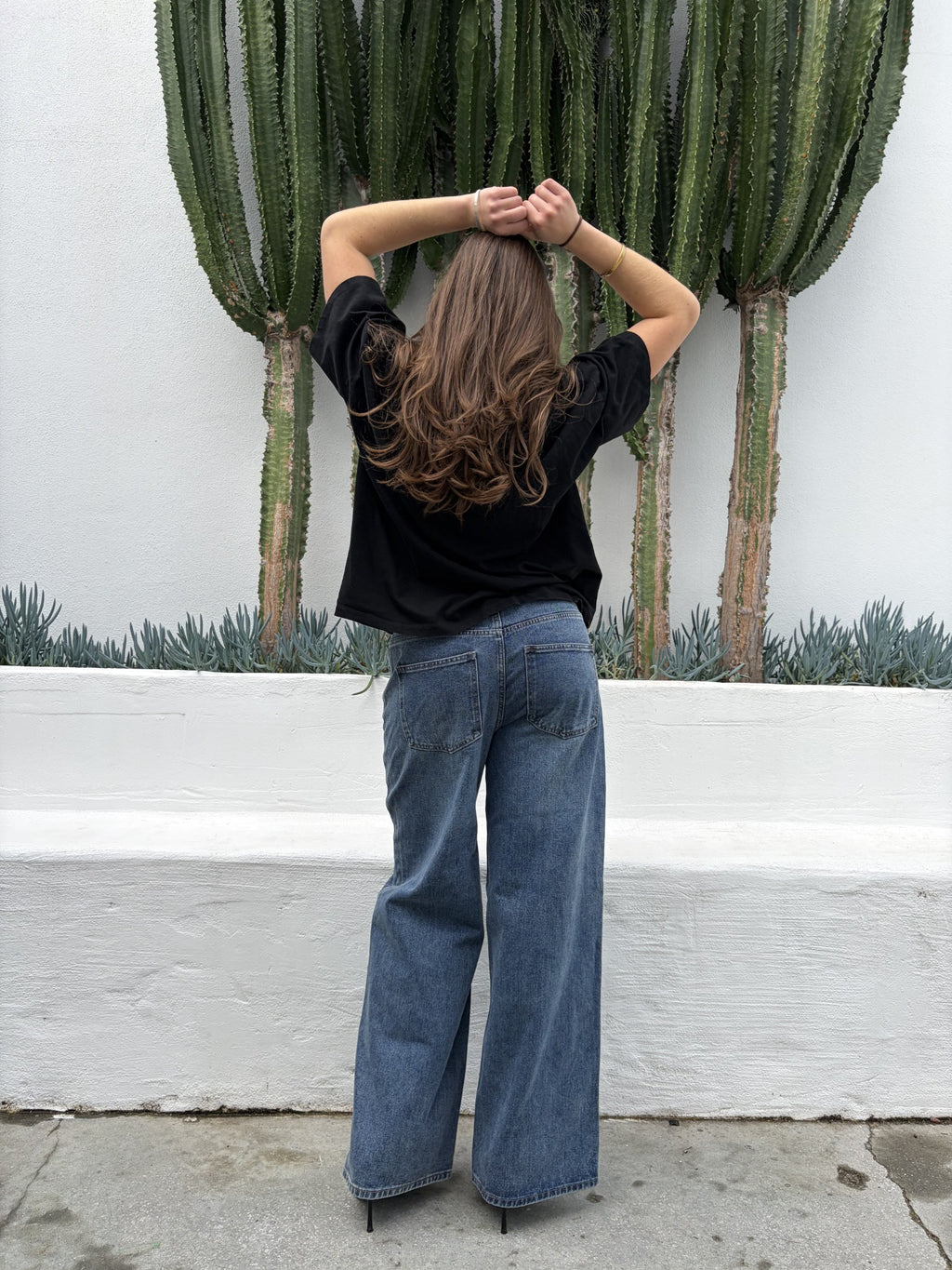 Charcoal Wide Leg Blue Denim Jeans - Image 8