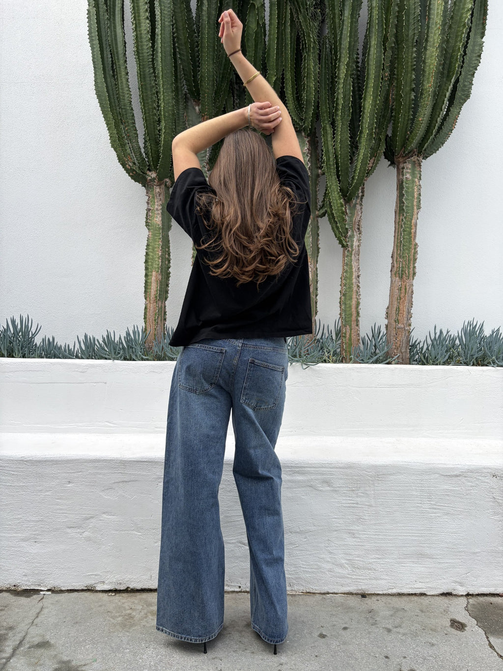 Charcoal Wide Leg Blue Denim Jeans - Image 1