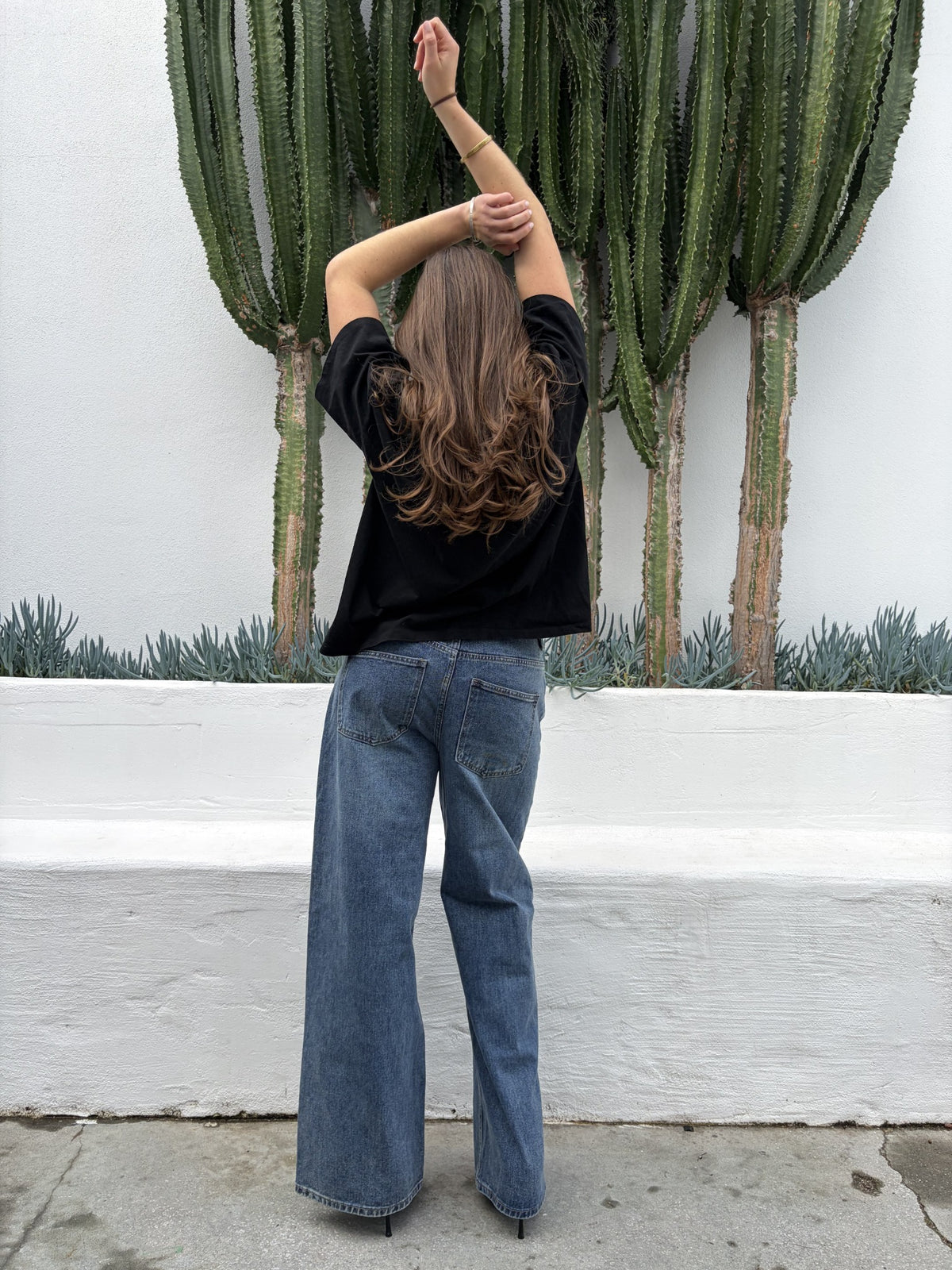 Charcoal Wide Leg Blue Denim Jeans - Image 1