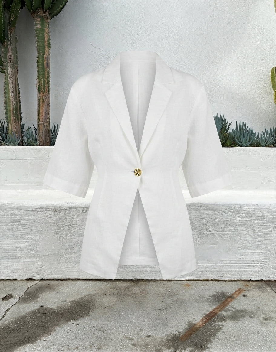 Dissh White Linen Resort Shirt - Image 5