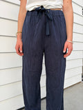 Henne Navy Blue Wide Leg Elastic Waist Trousers - Image 1