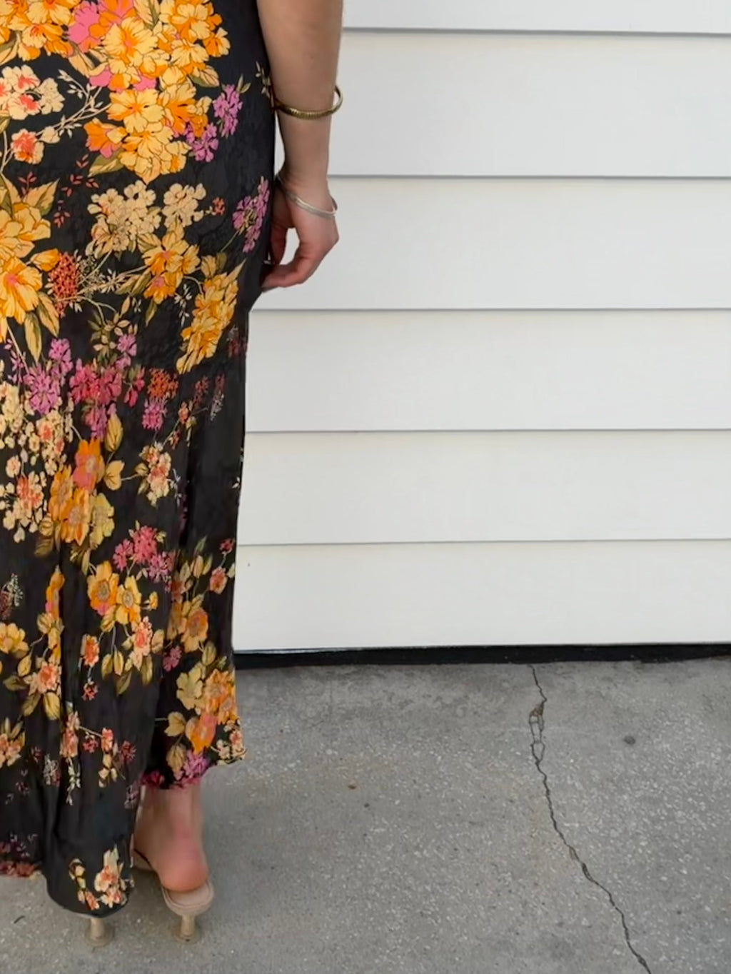 Auguste Dress Black Orange Floral - Image 3