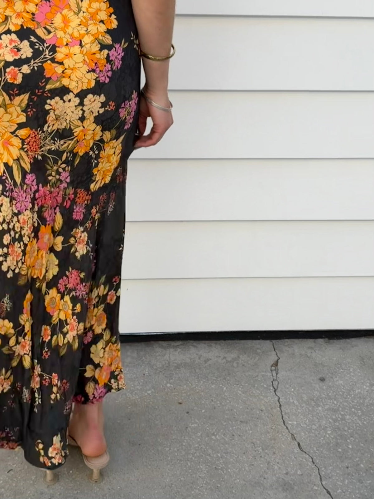 Auguste Dress Black Orange Floral - Image 3