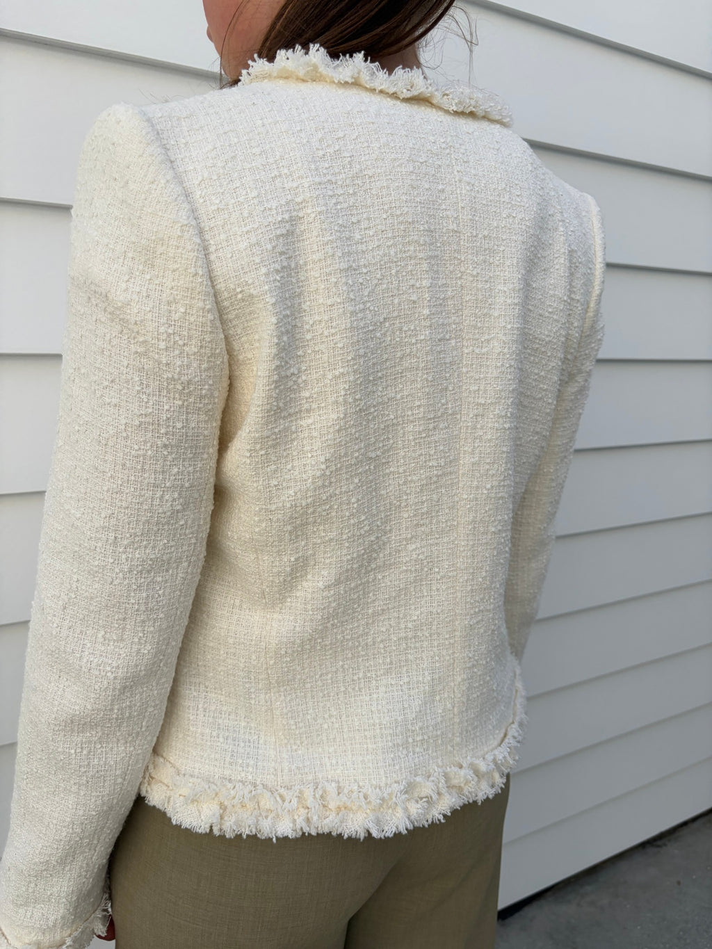 Perri Cutten Cream Tweed Fringe Jacket - Image 4