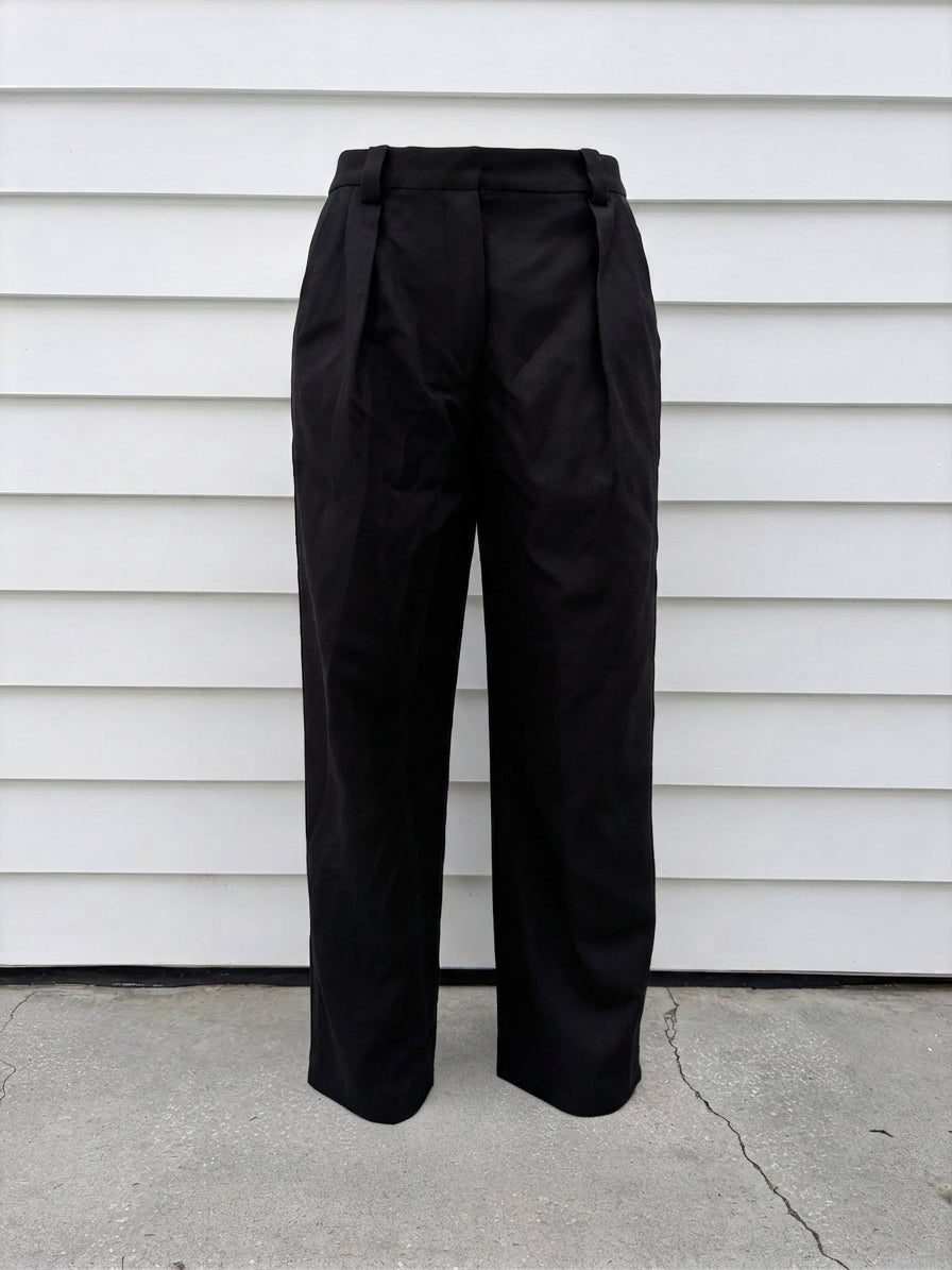 Bayse Black High-Waisted Pleated Wide-Leg Trousers - Image 1
