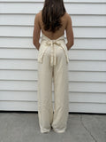 Dissh cream Halter Vest and Wide-Leg Trouser Set - Image 1