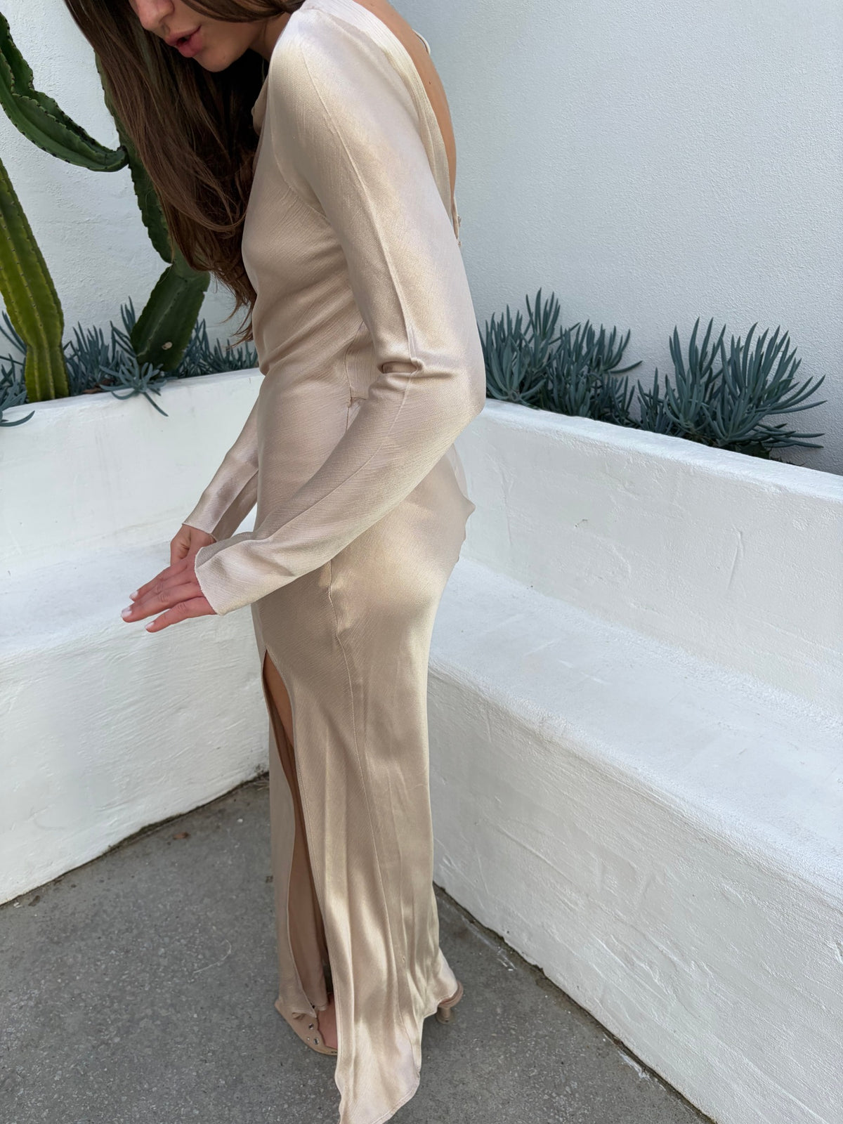 Bec and Bridge Champagne Satin Maxi Dress - Image 8