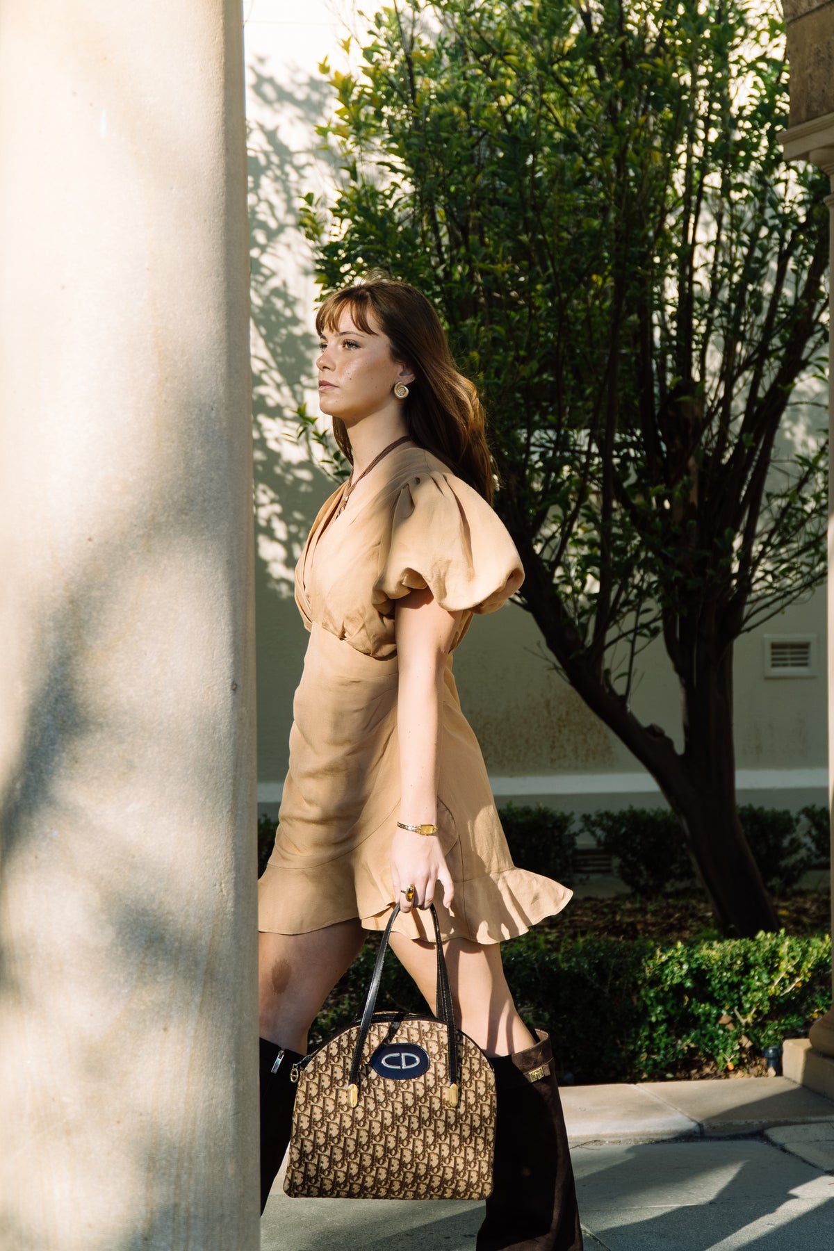 Boskemper Puff Sleeve V-Neck Mini Dress