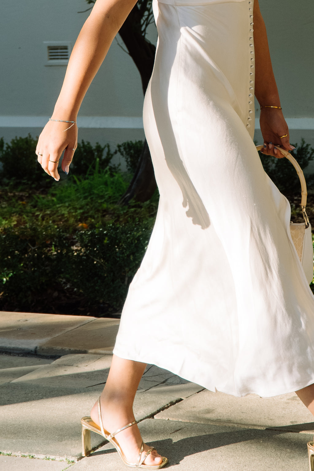 Shona Joy silk slip dress with beautiful vertical buttoning