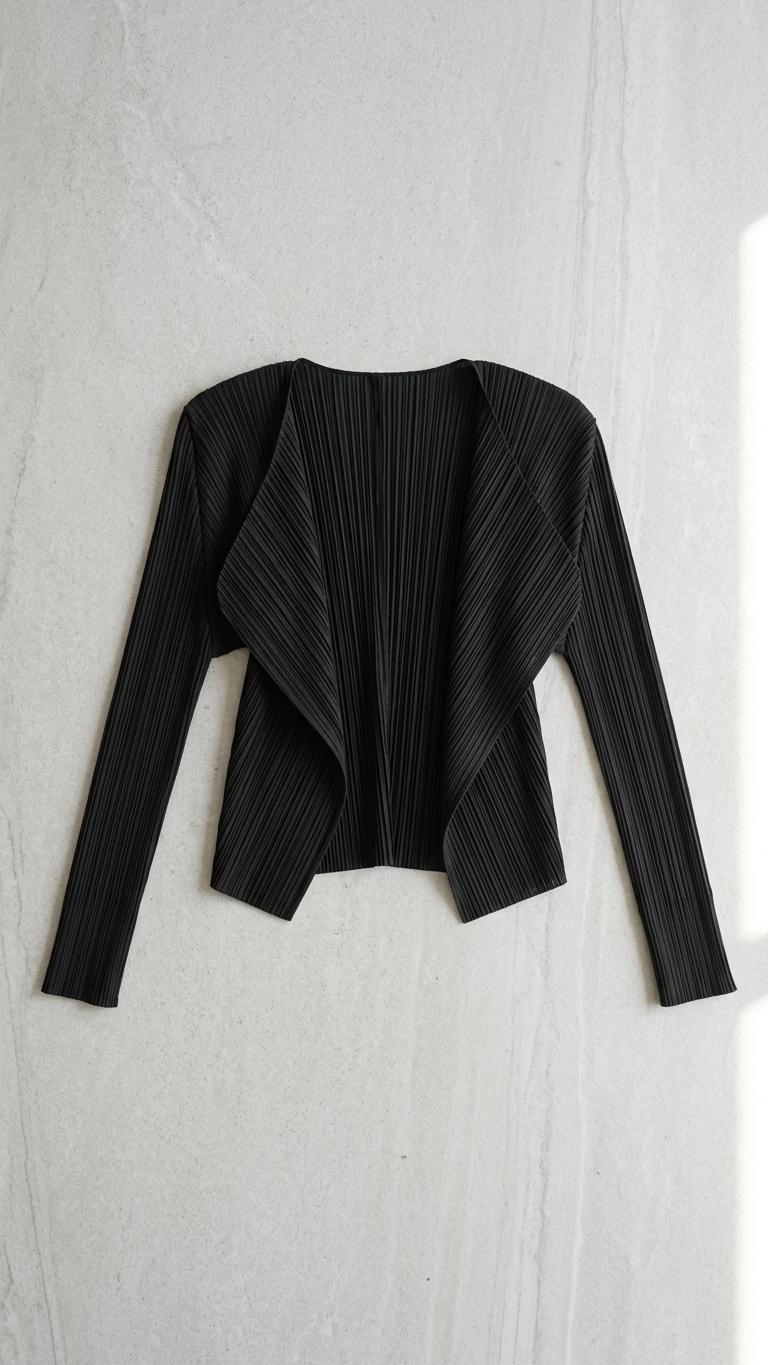 Pleats Please Issey Miyake Basics Long-Sleeve Plissé Cardigan