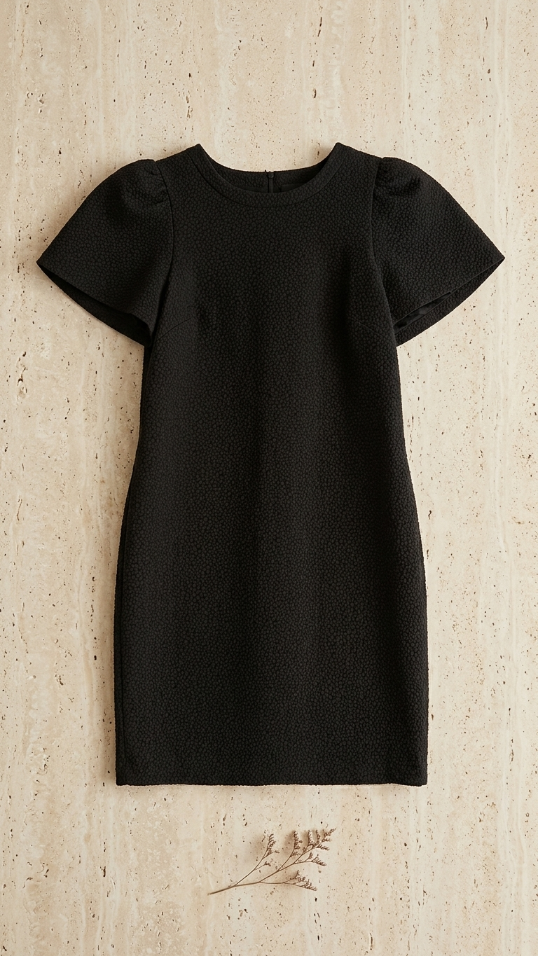 Country Road Textured Boucle Puff Sleeve Mini Dress