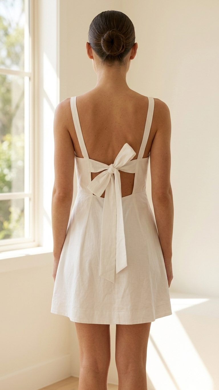 COS Square Neck Cotton-Linen Mini Dress