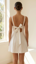 COS Square Neck Cotton-Linen Mini Dress
