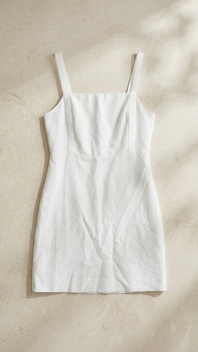 COS Square Neck Cotton-Linen Mini Dress