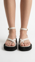 Alias Mae white black toe strap sandal