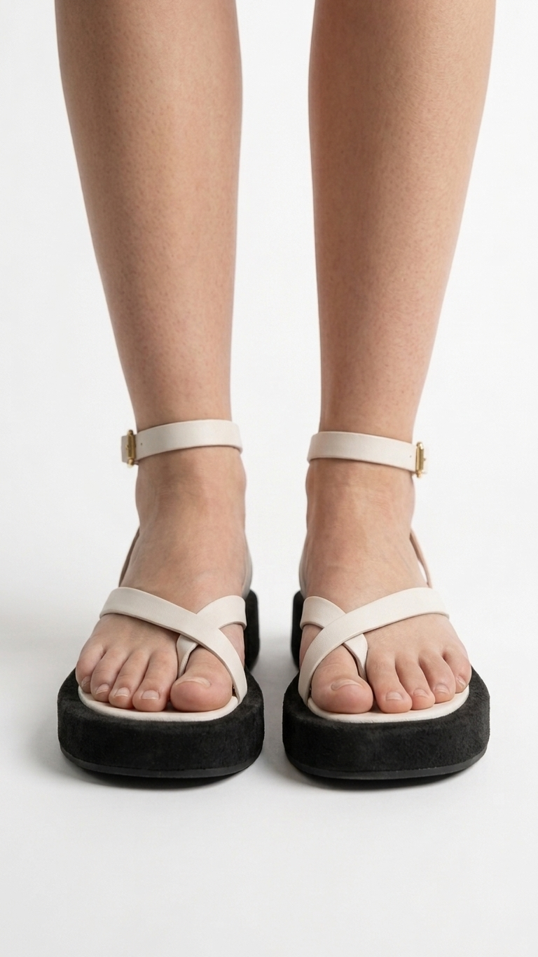 Alias Mae white black toe strap sandal