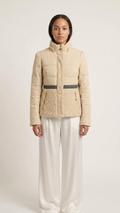 Twin-Set Simona Barbieri- beige puffer with lace and sequin details