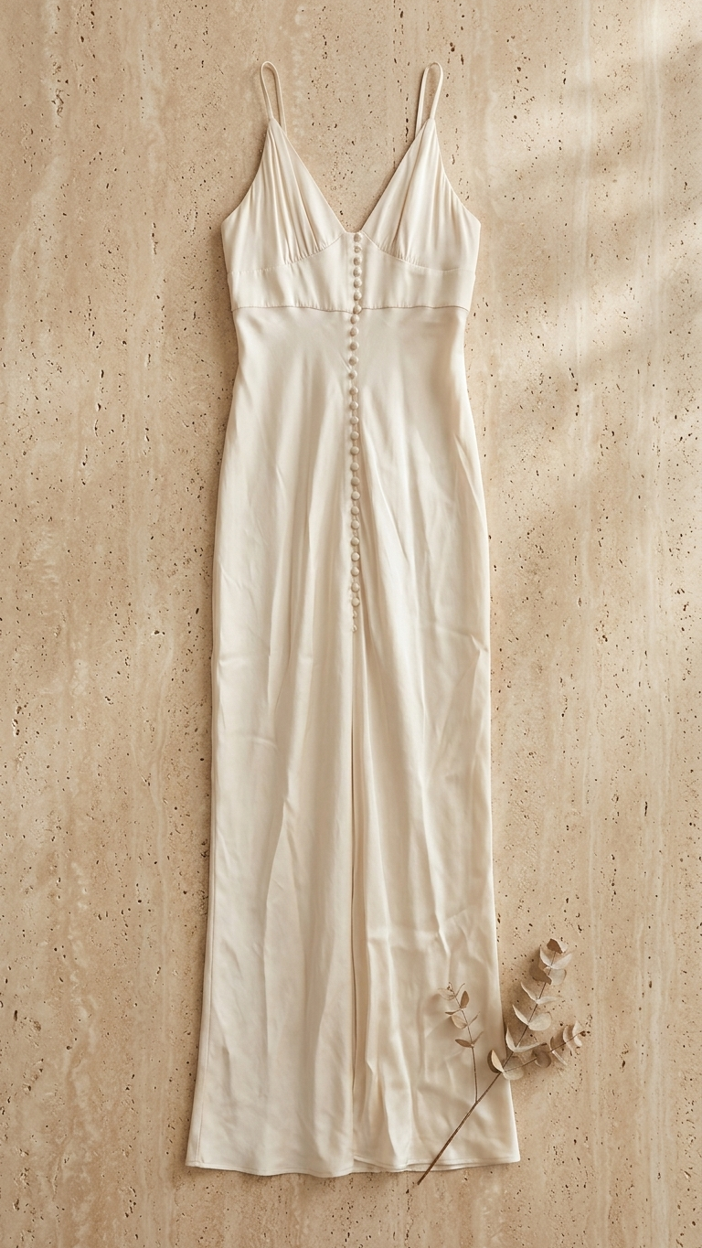 Shona Joy silk slip dress with beautiful vertical buttoning