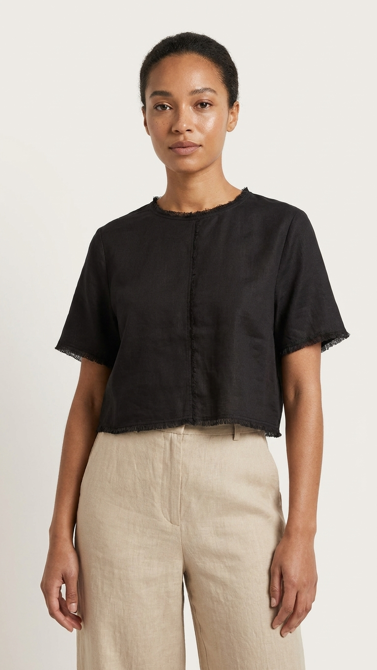 Dissh Black Linen crop