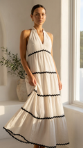 Lola Australia White and blue striped maxi summer dress