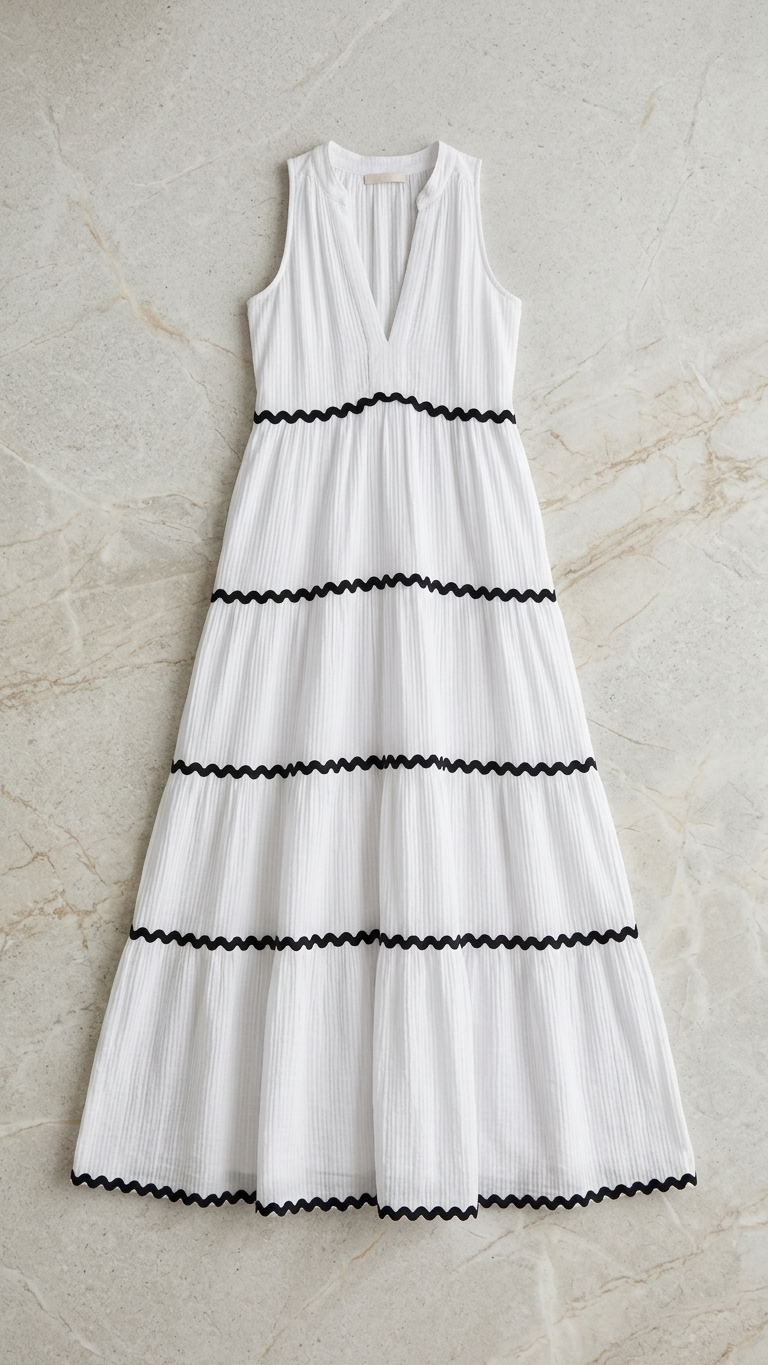 Lola Australia White and blue striped maxi summer dress