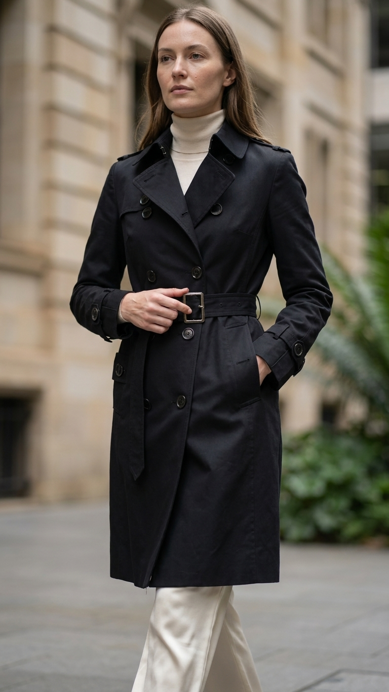 Saba Navy trench coat with belt