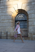 Kookaï pink mini dress with gold detailing