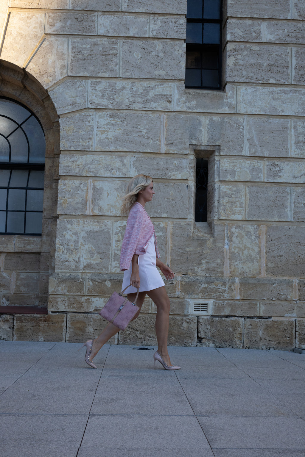 Kookaï pink mini dress with gold detailing