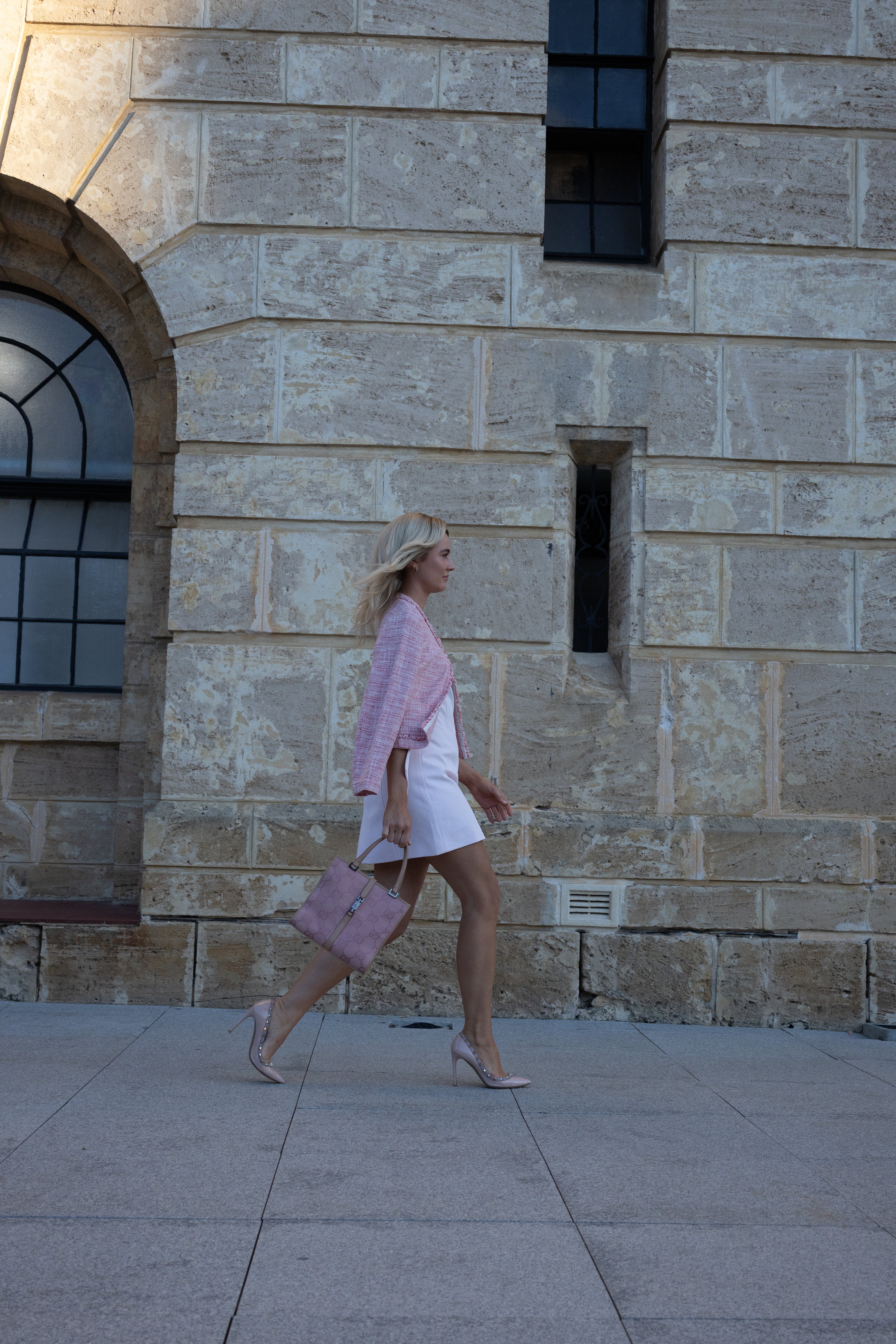 Kookaï pink mini dress with gold detailing