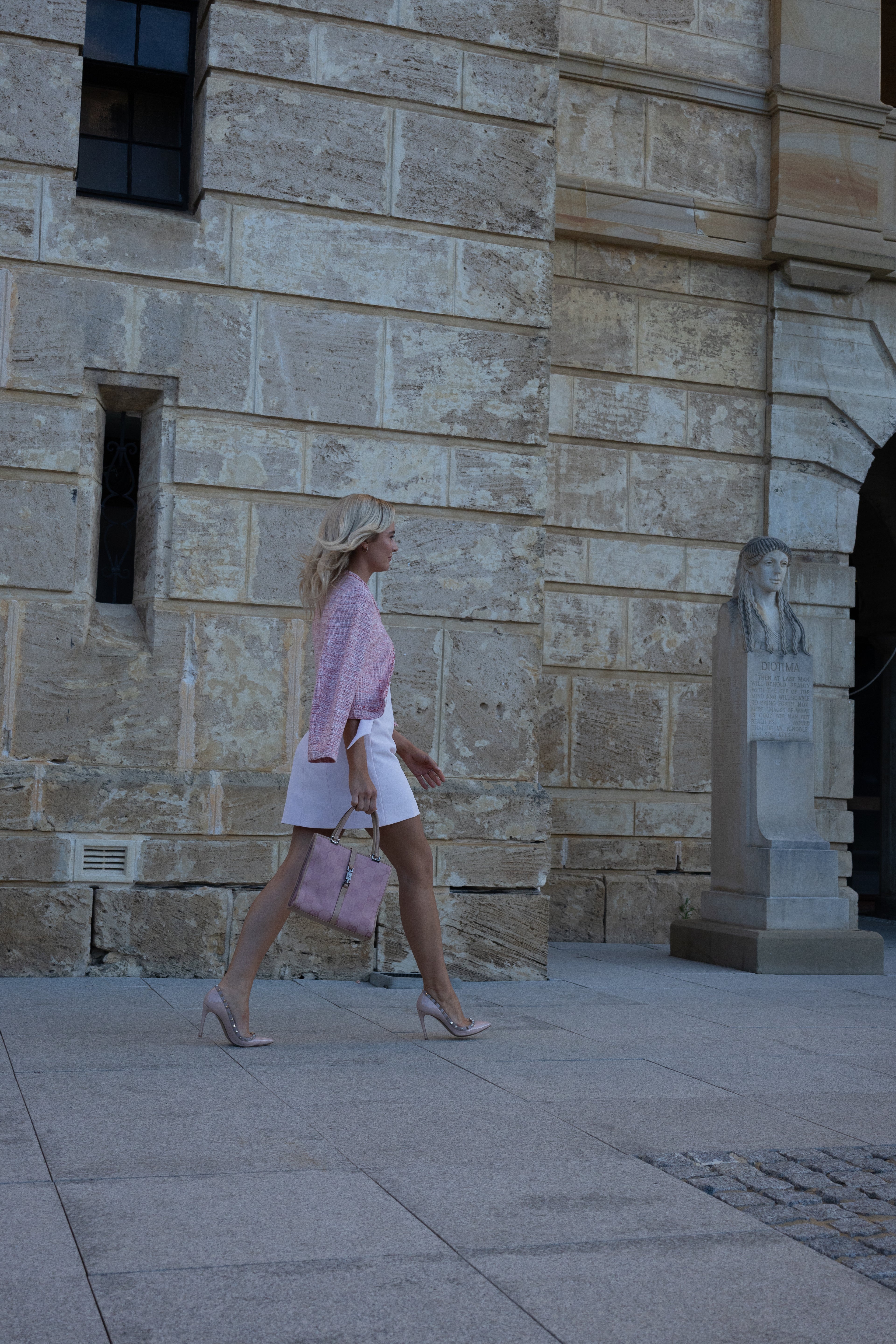 Kookaï pink mini dress with gold detailing