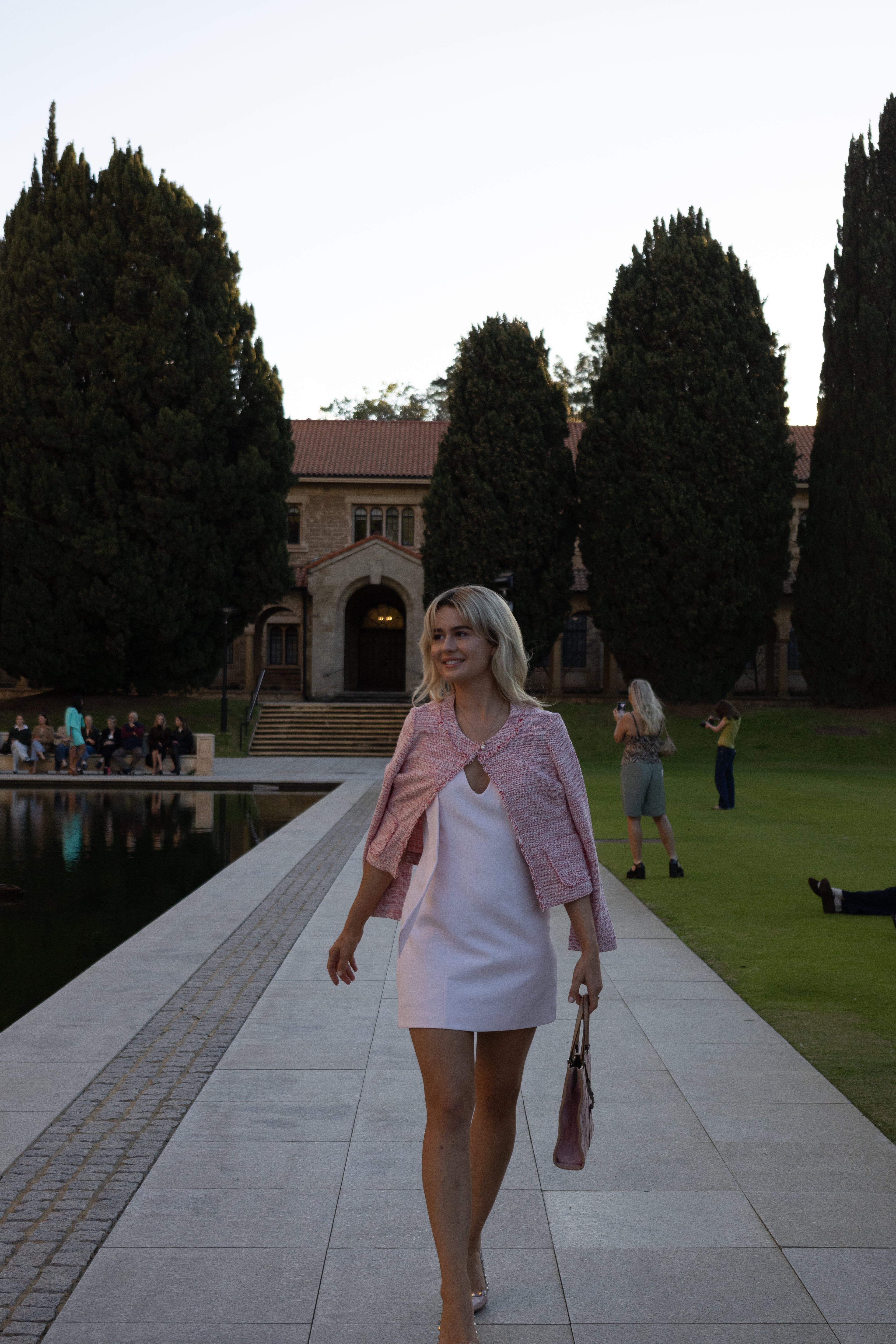 Kookaï pink mini dress with gold detailing