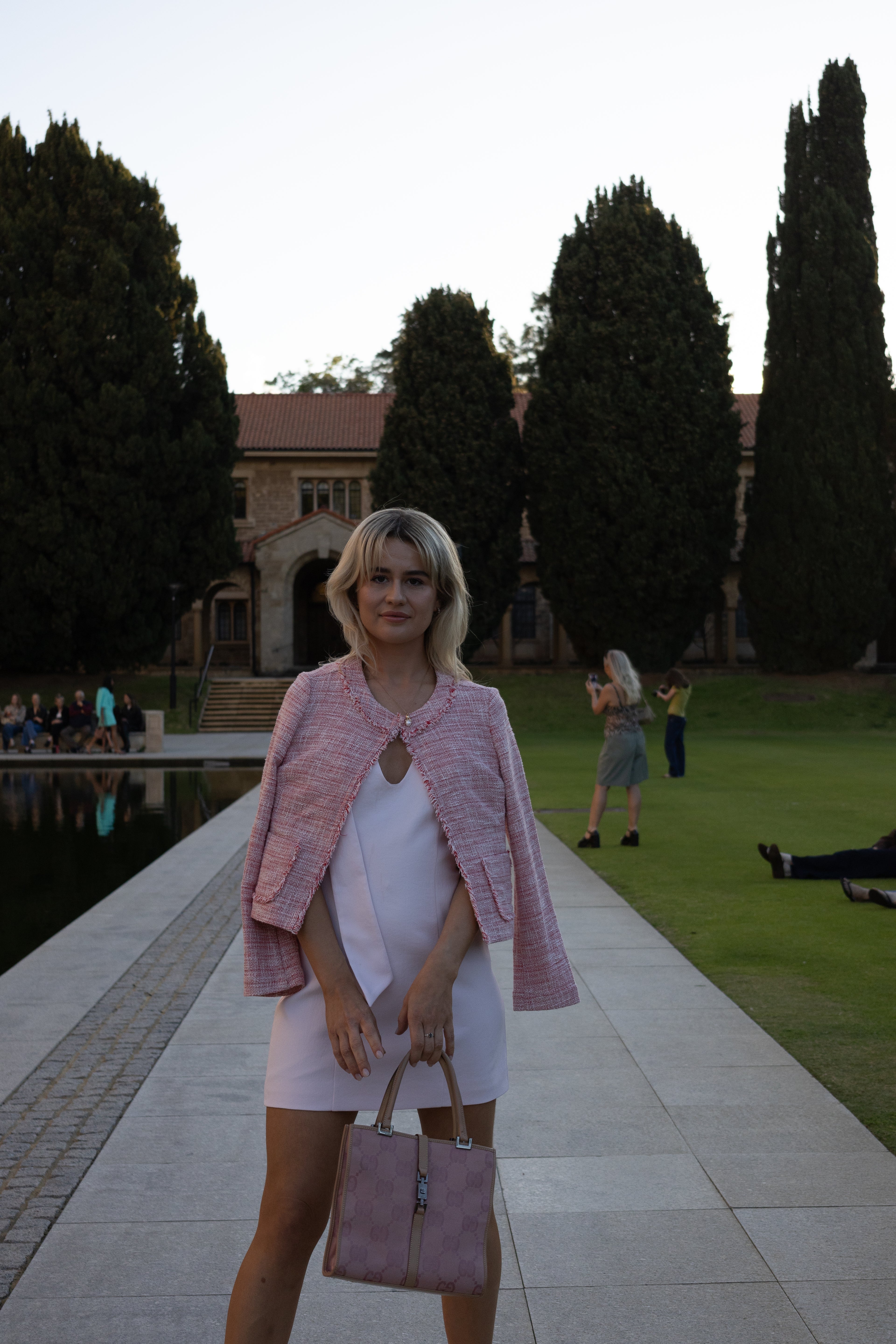 Kookaï pink mini dress with gold detailing