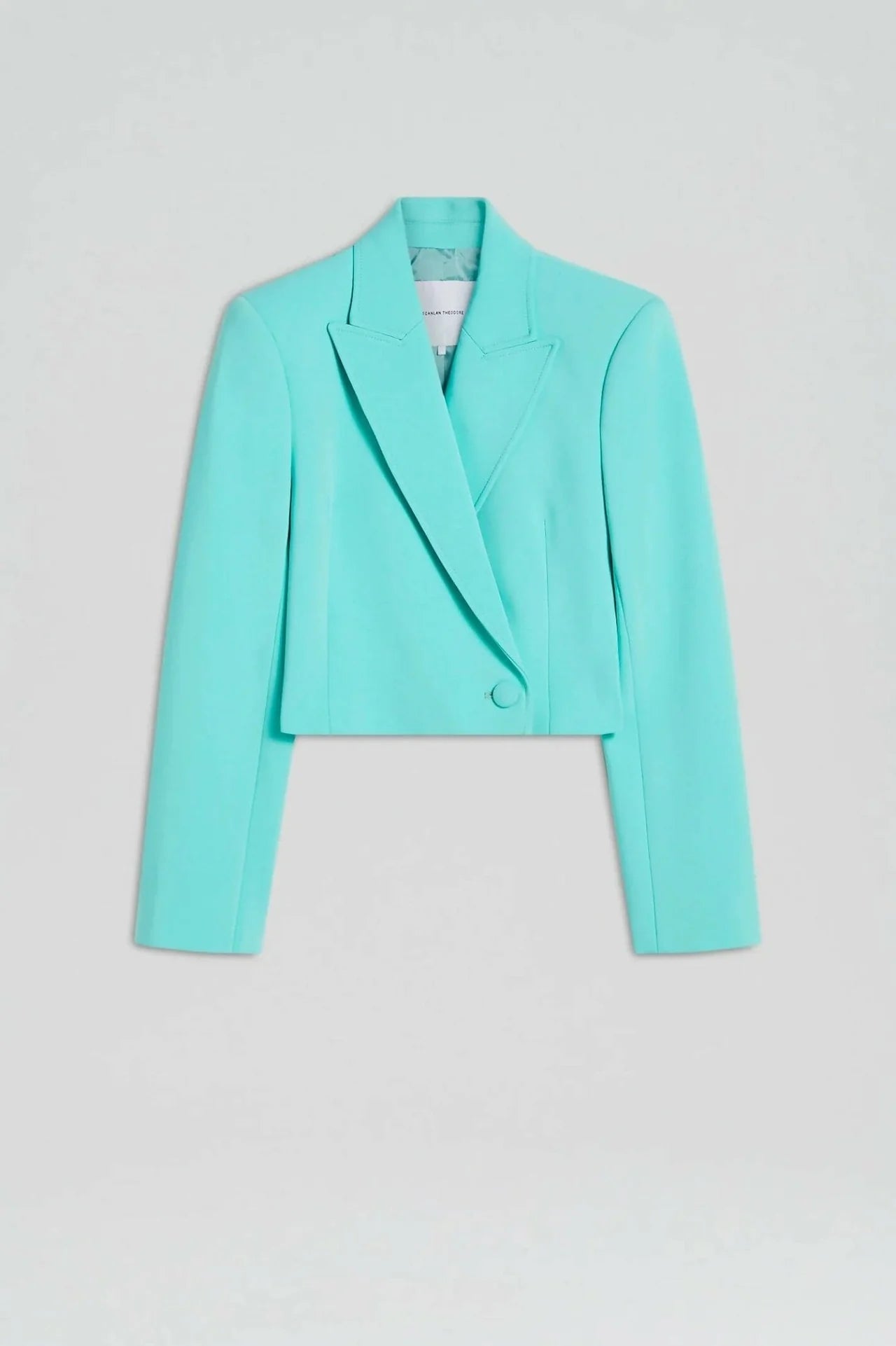 Scanlan Theodore Tailored Bustier Strapless Dress and matching cropped blazer in Turquoise